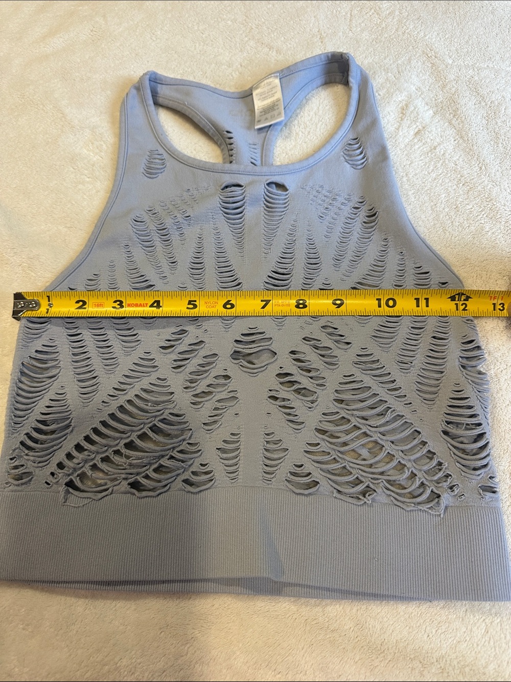 ALO-Light Blue Laser-Cut Racerback Crop Top size small ( read below - Picture 3 of 8